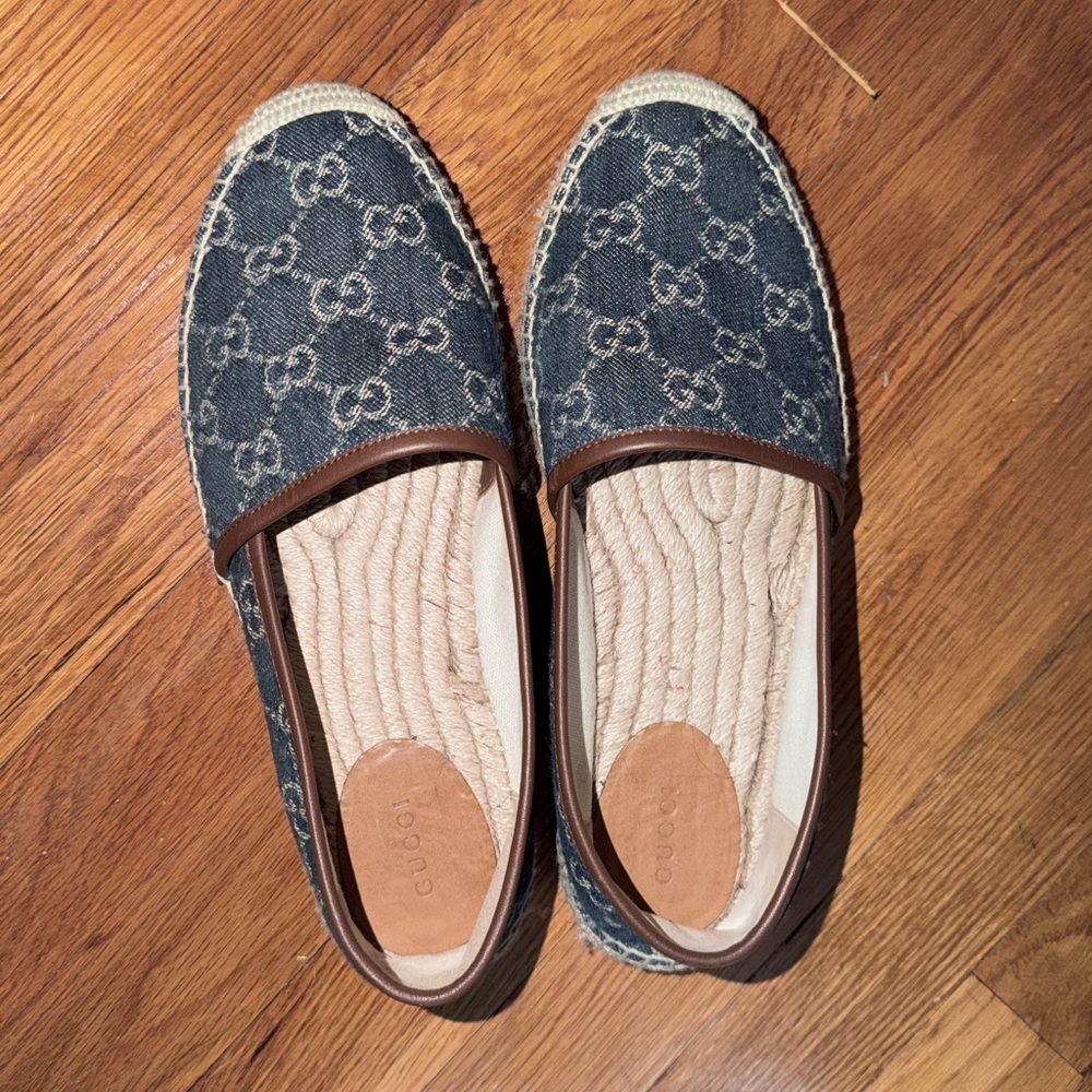 Gucci Denim Blue Espadrille Loafers Women Size 39